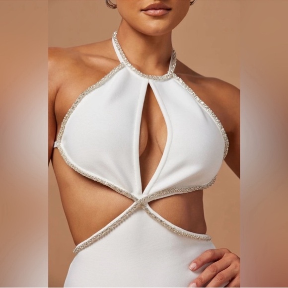 New NWT Fashion Nova Vivica Embellished Maxi Dress in White Size XL - Picture 5 of 6